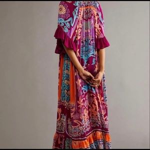 Free people back to Barcelona maxi kaftan duster